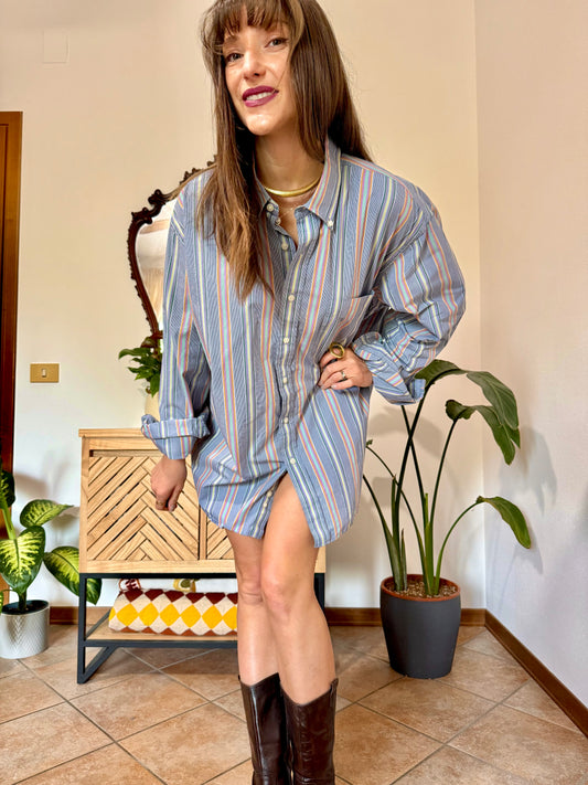 1990's vintage rainbow vertical stripe oversize button down shirt