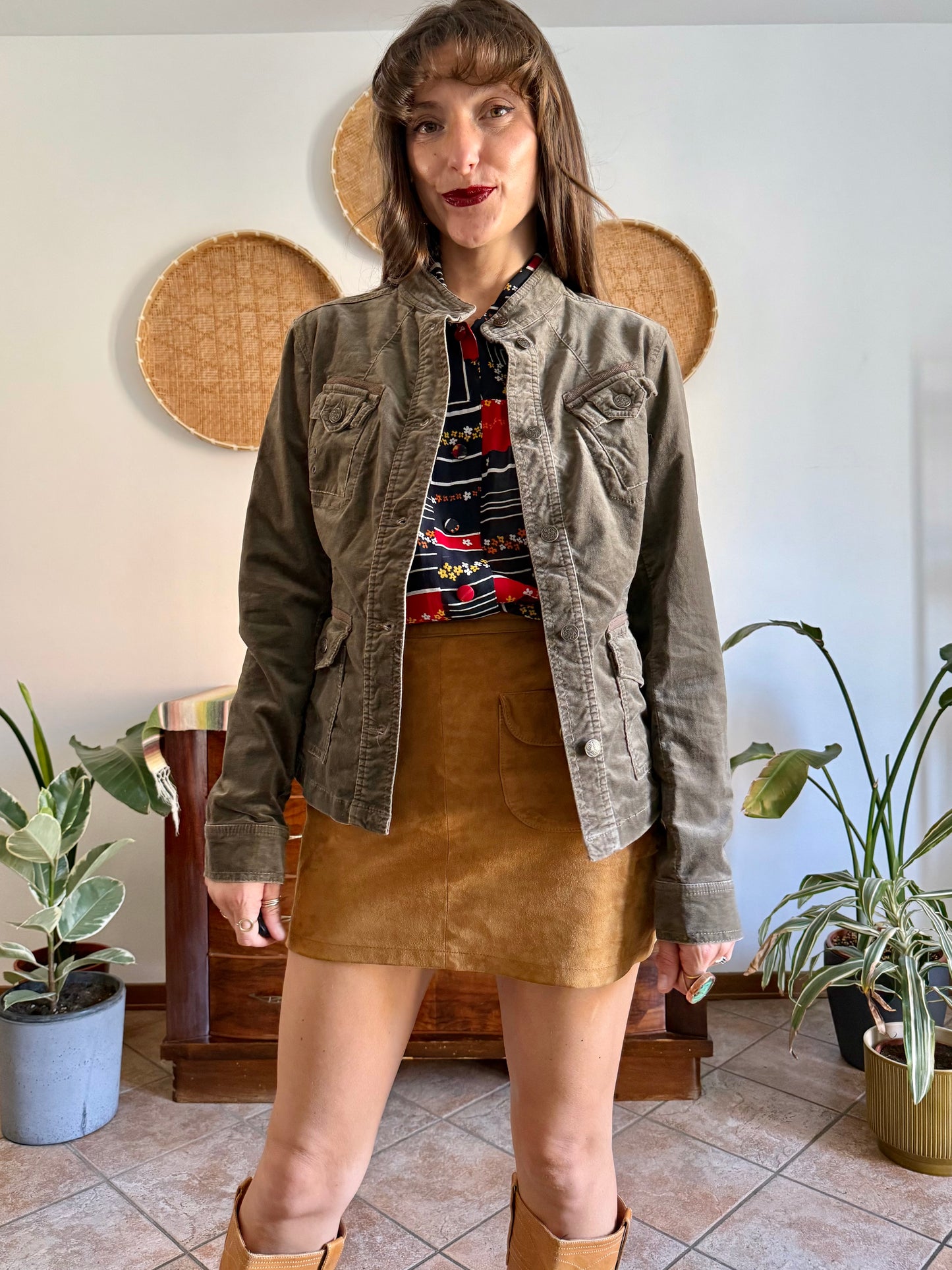 Y2k vintage chocolate brown velvet jacket