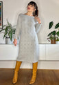 1990's vintage grey wool cable knit midi dress