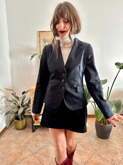 1990’s vintage black satin blazer with stitch detailing