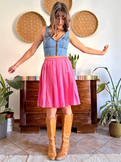 1970’s vintage pink silk pleated skirt
