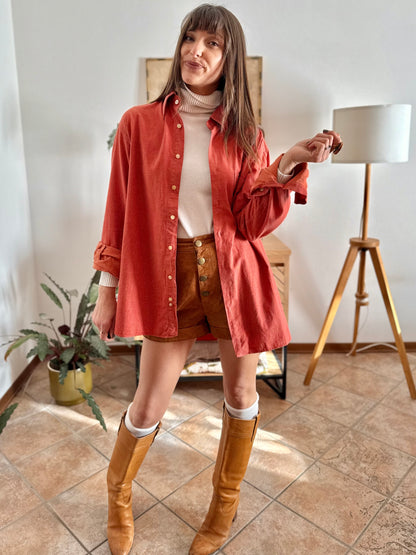 1970's vintage orange textured oversize shirt