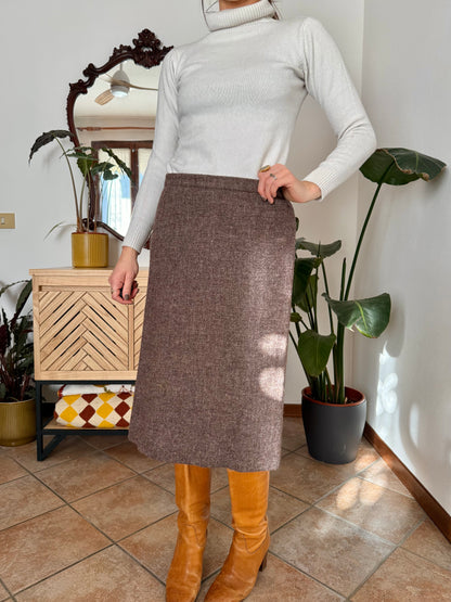 1960’s vintage mauve tweed wool midi skirt