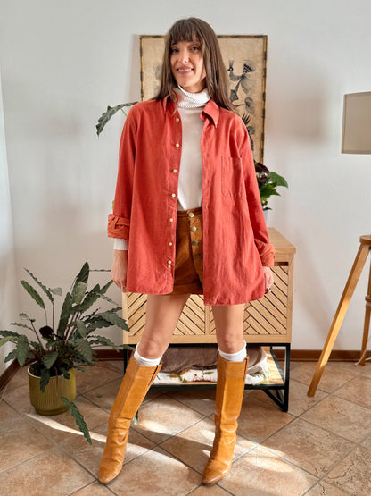 1970's vintage orange textured oversize shirt