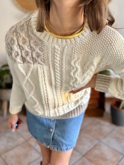 Y2k vintage new with tags cream wool and alpaca blend cable knit pullover