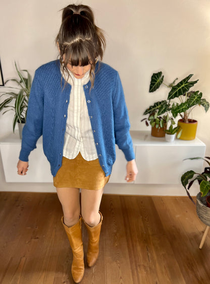 1970's vintage mahair blend blue knit cardigan