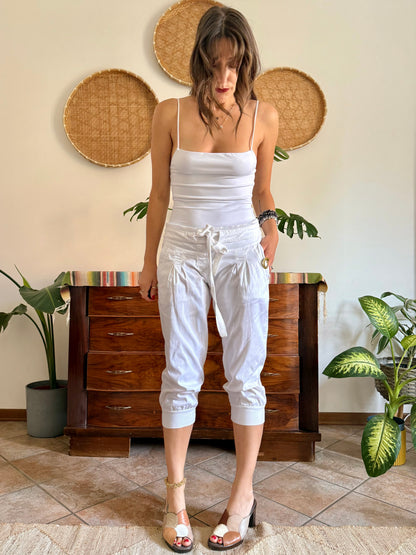 Y2K vintage white cotton low waisted capri pants