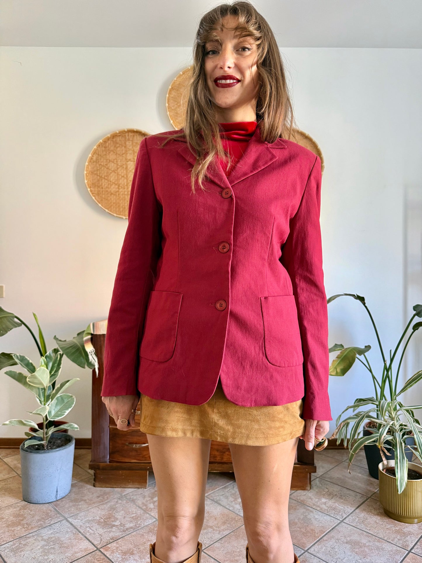 1990’s vintage dark red fitted blazer