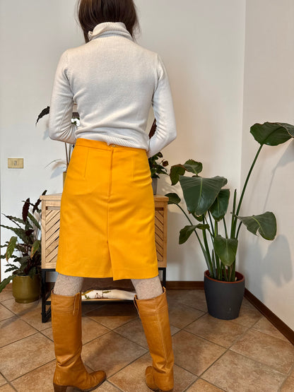 1970's vintage mustard yellow wool midi skirt