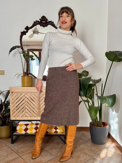 1960’s vintage mauve tweed wool midi skirt