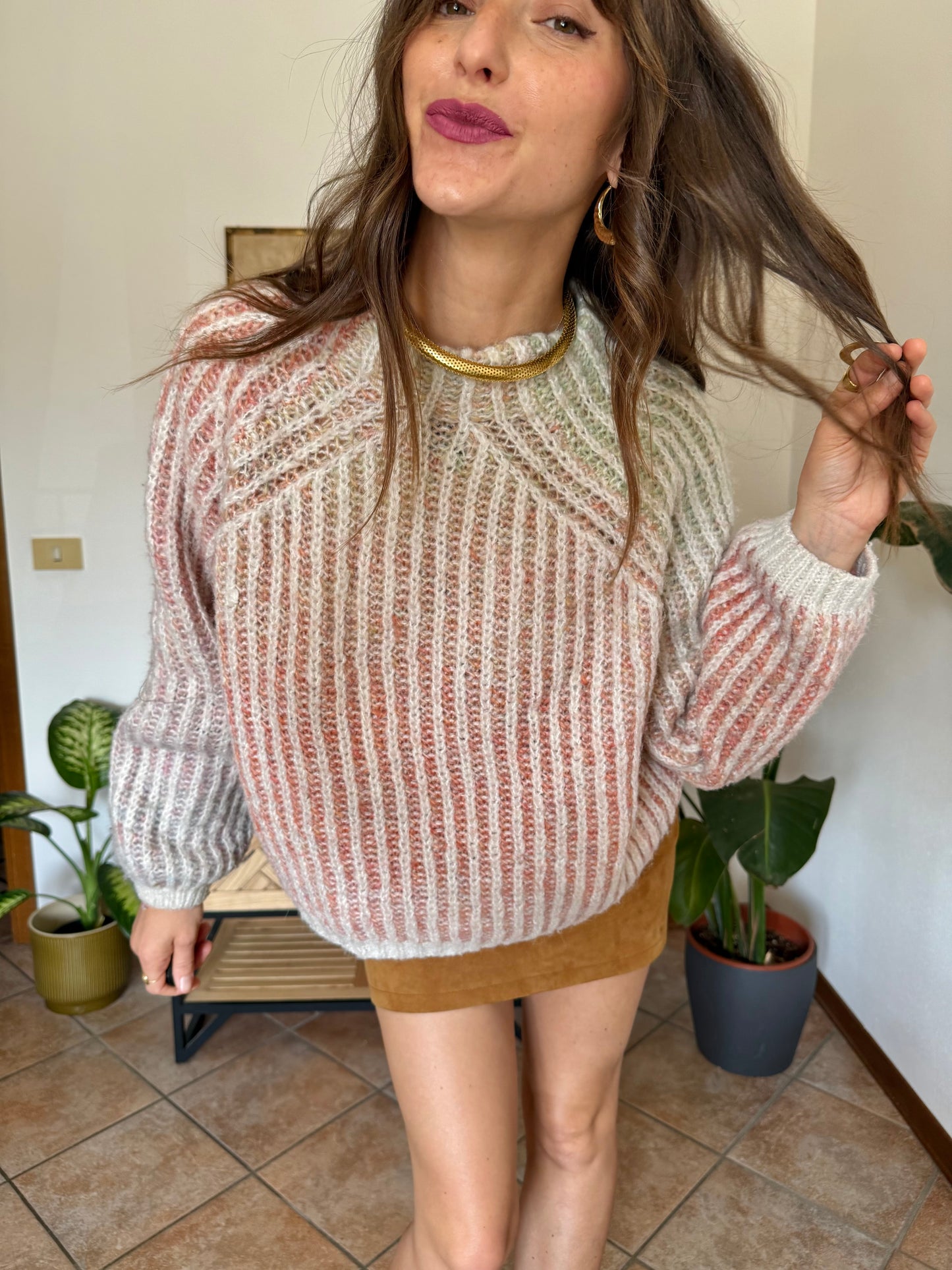 Pastel rainbow knit pullover