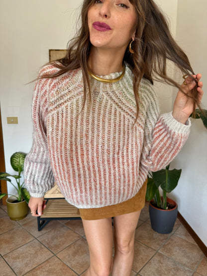 Pastel rainbow knit pullover