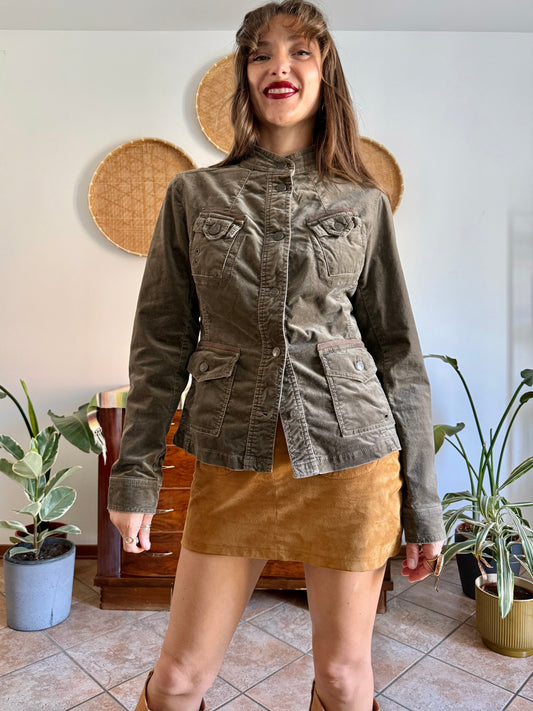 Y2k vintage chocolate brown velvet jacket