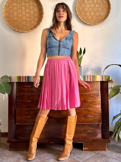 1970’s vintage pink silk pleated skirt