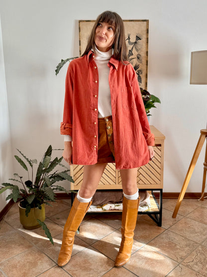 1970's vintage orange textured oversize shirt