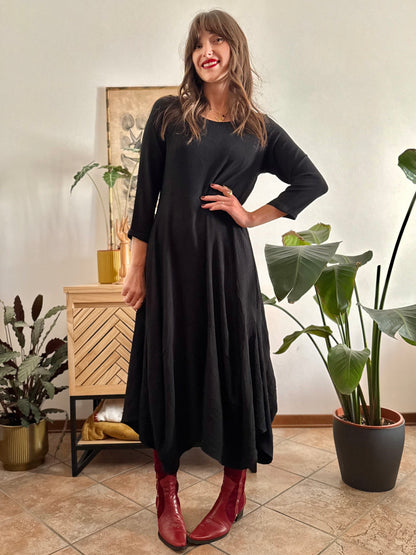 1990’s vintage black asymmetrical hem maxi dress