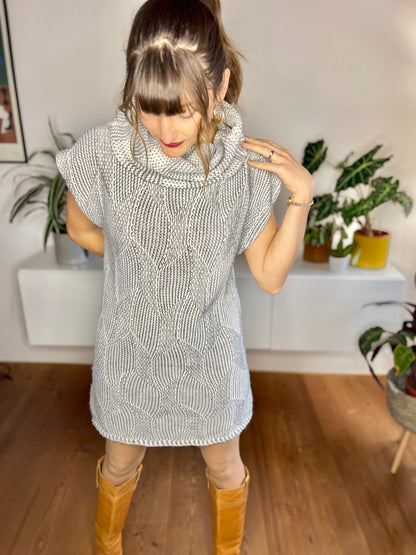 1990's vintage grey and white wool blend knit sweater dress