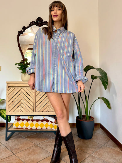 1990's vintage rainbow vertical stripe oversize button down shirt