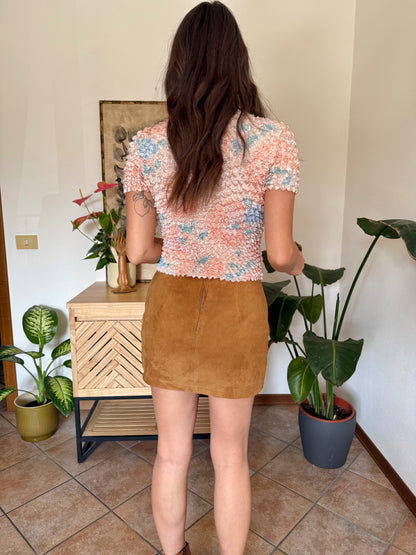 1990’s vintage pink, peach and blue crinkle top