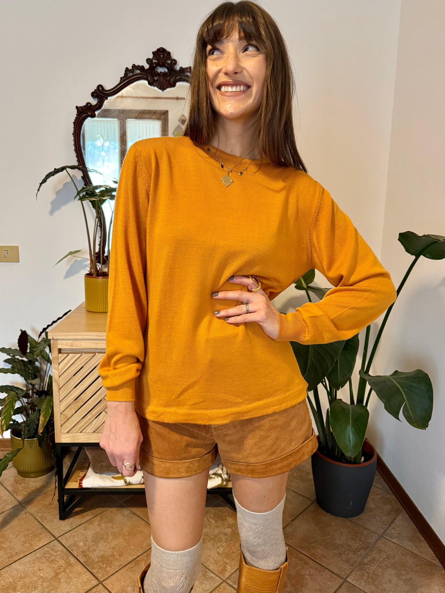 1980's vintage mustard yellow wool pullover