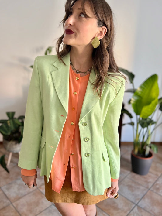 1980’s vintage mint green blazer with translucent mint buttons