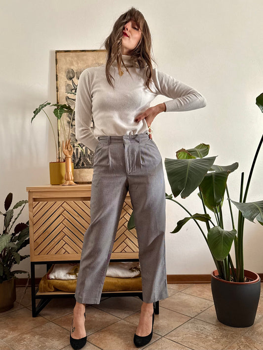 1970's vintage tailored micro houndstooth pattern trousers