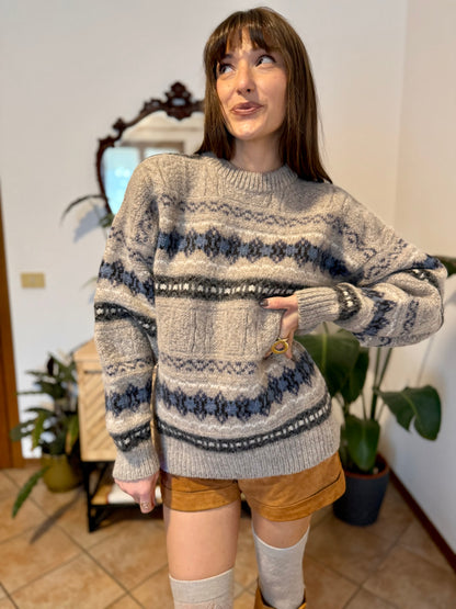 1990’s vintage thick knit alpaca and wool blend geometric pattern pullover