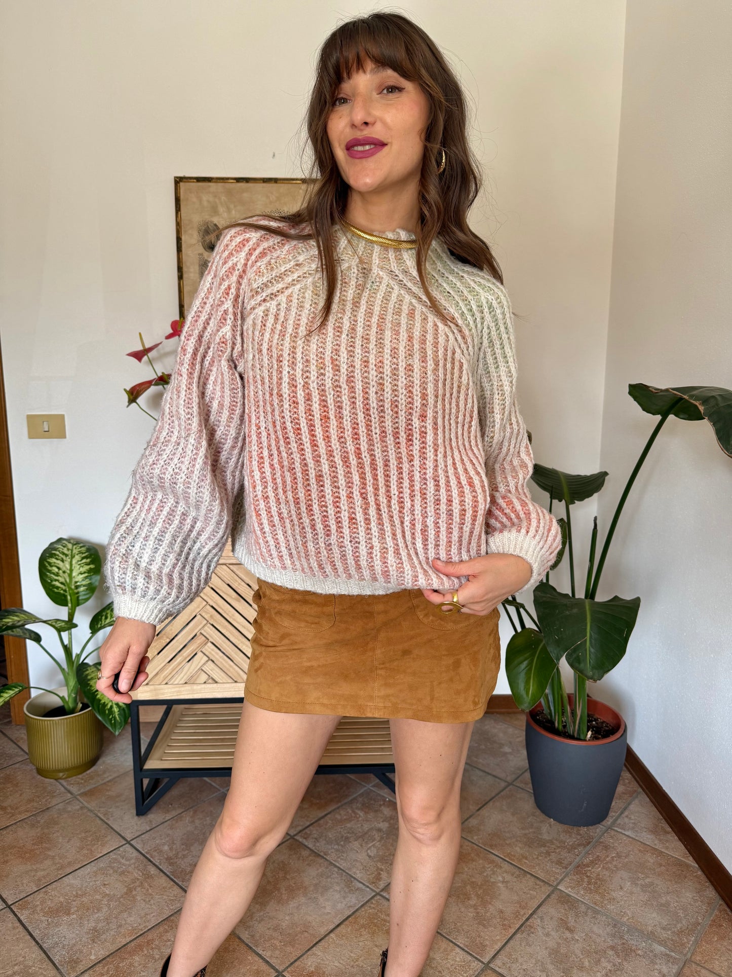 Pastel rainbow knit pullover