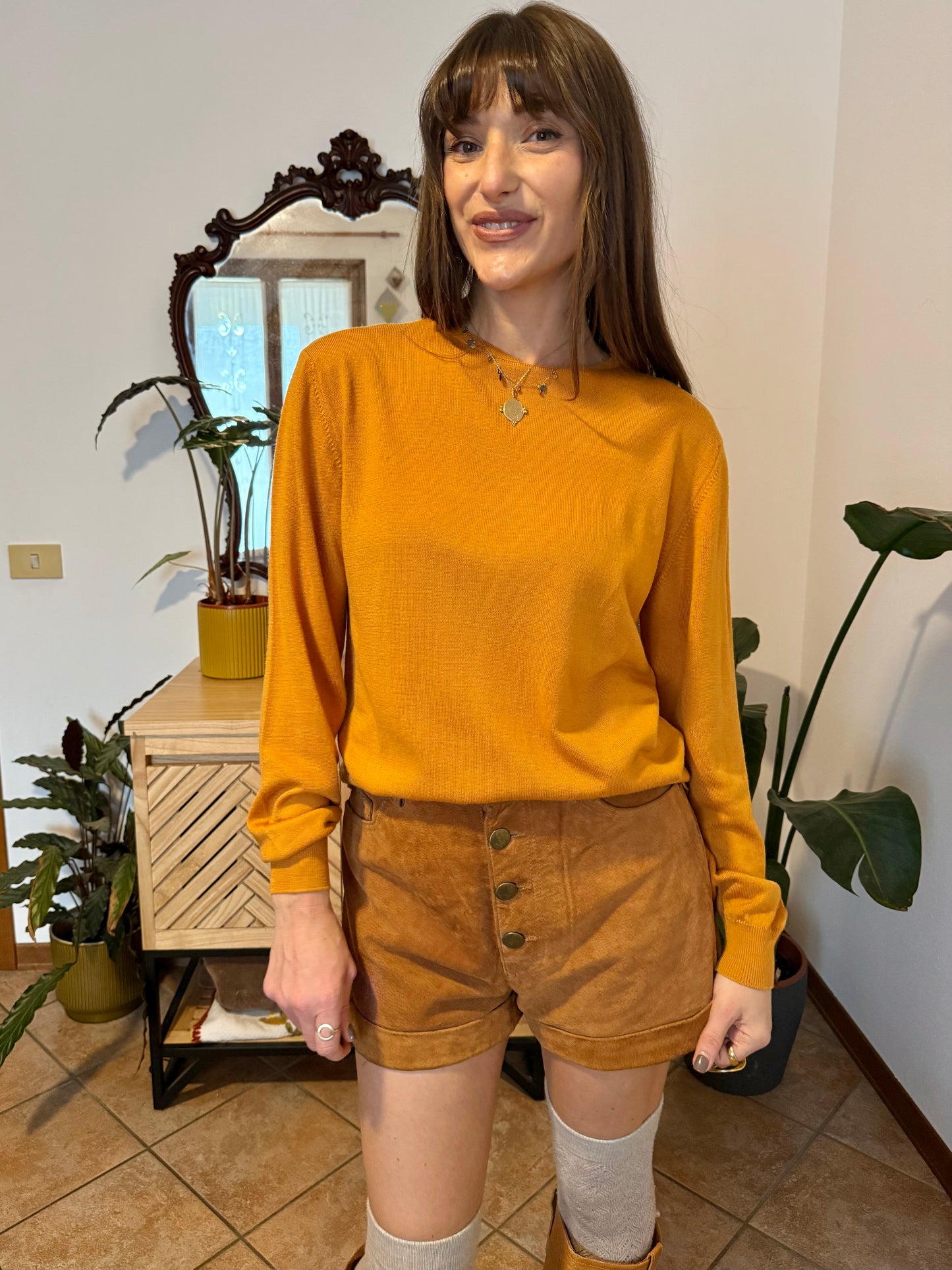 1980's vintage mustard yellow wool pullover