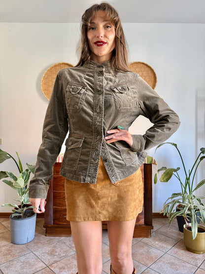 Y2k vintage chocolate brown velvet jacket