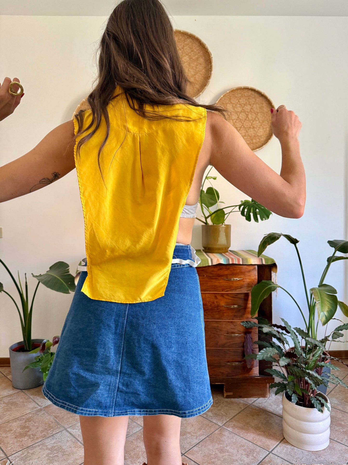 1970’s vintage yellow silk under shirt