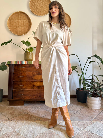 1990’s vintage cream gathered detail maxi dress