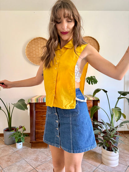 1970’s vintage yellow silk under shirt