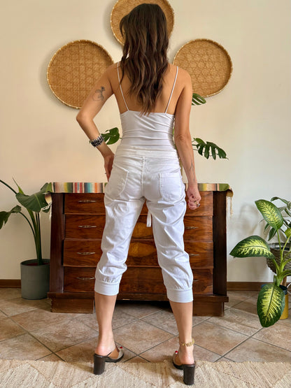 Y2K vintage white cotton low waisted capri pants