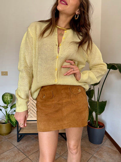 1960’s vintage hand knit butter yellow light weight wool cardigan