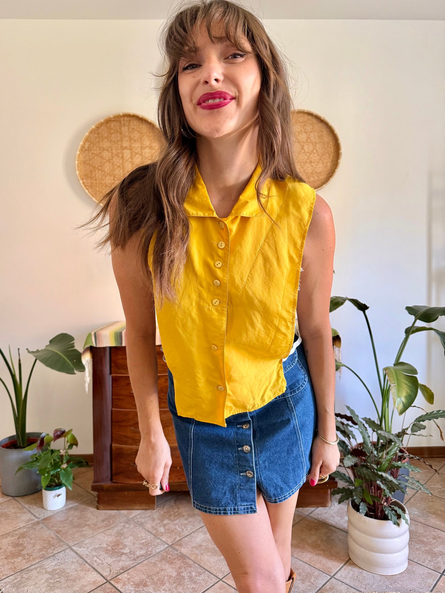 1970’s vintage yellow silk under shirt