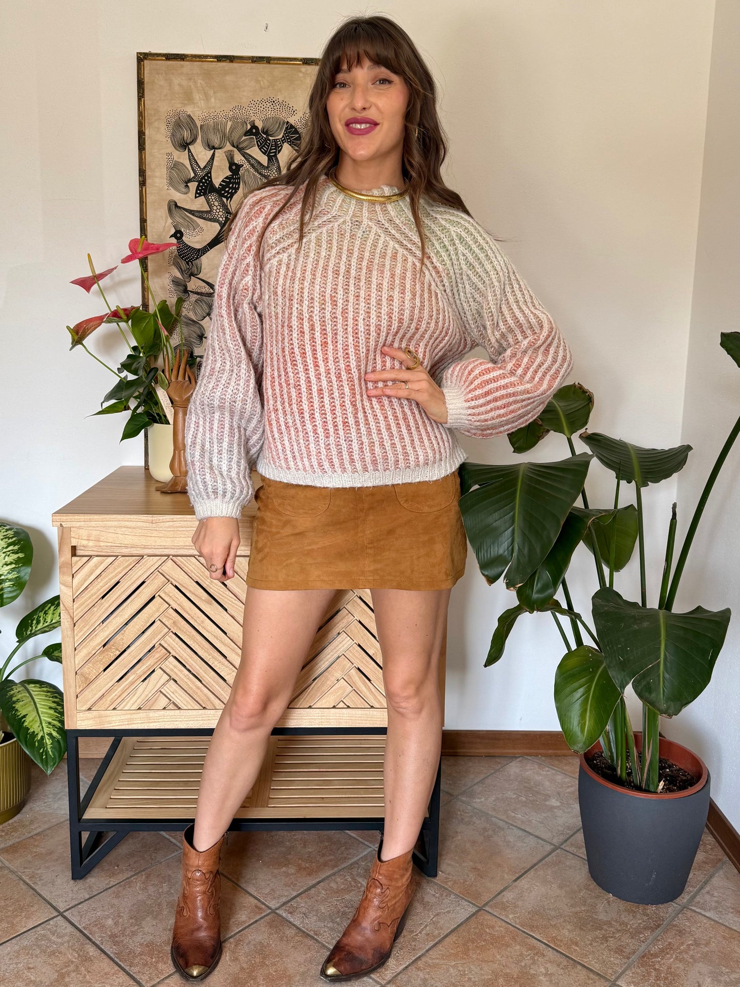 Pastel rainbow knit pullover