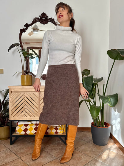 1960’s vintage mauve tweed wool midi skirt