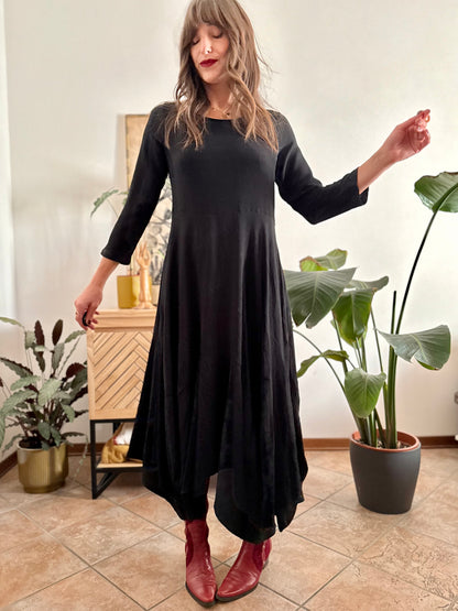 1990’s vintage black asymmetrical hem maxi dress