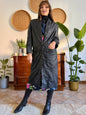 1990’s vintage butter soft black leather trench coat with lapel detail