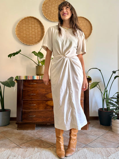 1990’s vintage cream gathered detail maxi dress