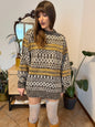 1970's vintage chocolate brown and mustard yellow geometric knit wool pullover