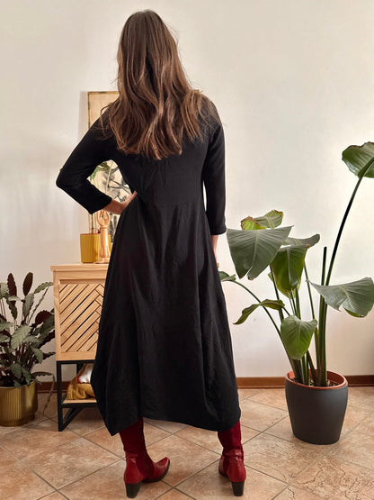 1990’s vintage black asymmetrical hem maxi dress