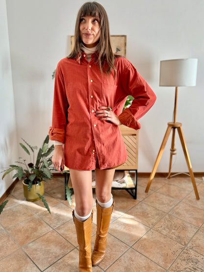 1970's vintage orange textured oversize shirt