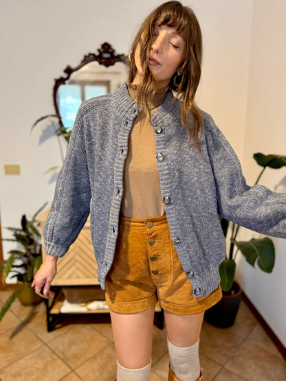 1970’s vintage thick knit blue mohair and wool cardigan