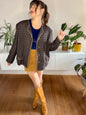 1970's vintage brown and blue oversize plaid wool blazer