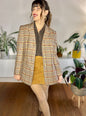 1970's vintage burgundy and brown oversize plaid wool blazer