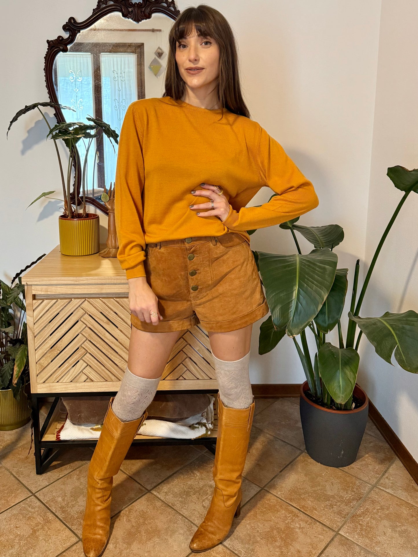 1980's vintage mustard yellow wool pullover