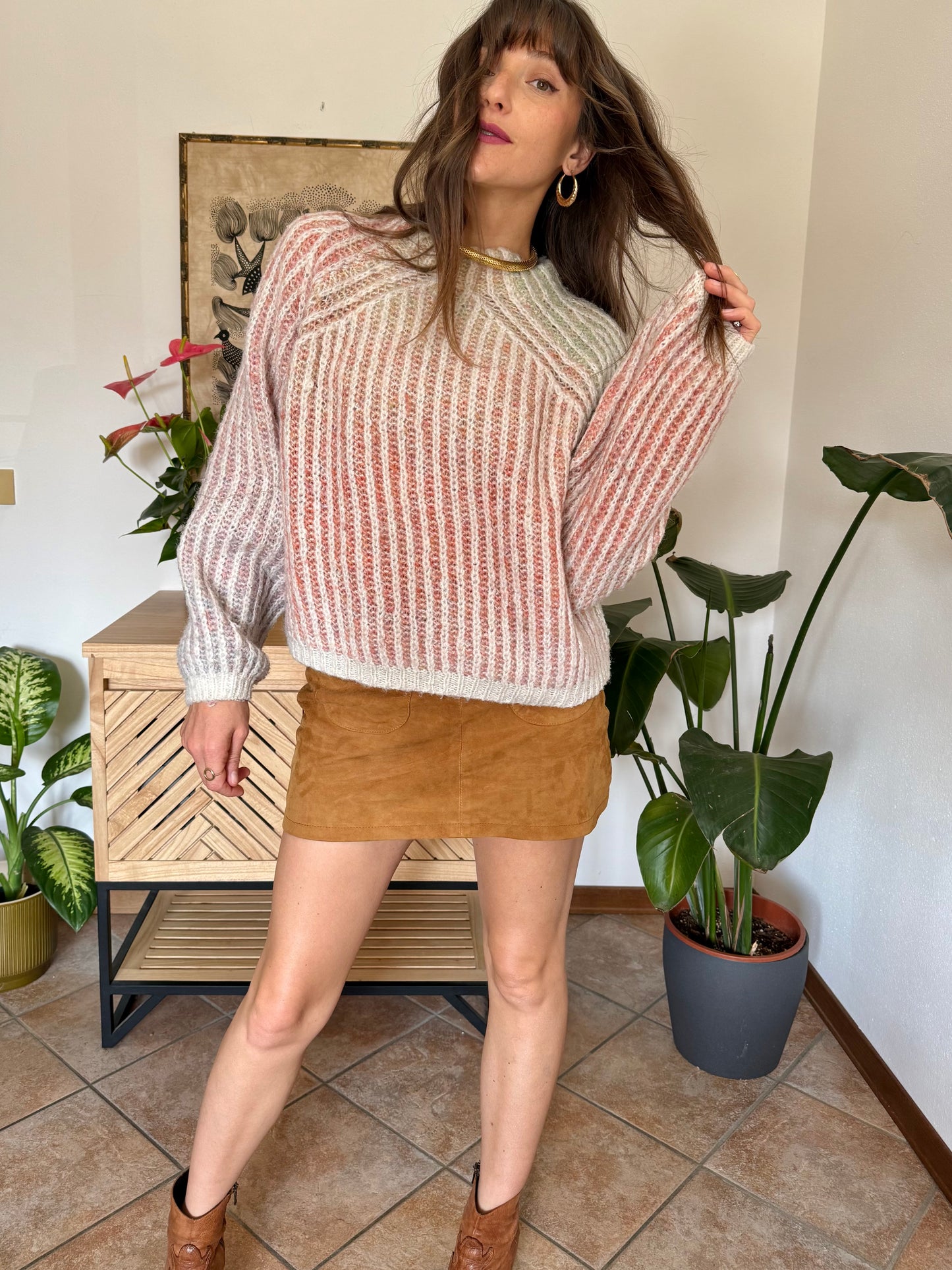 Pastel rainbow knit pullover