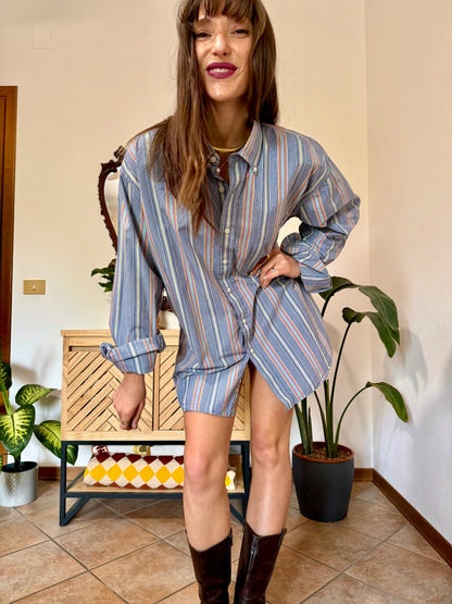 1990's vintage rainbow vertical stripe oversize button down shirt